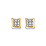Stud Earrings with White CZ in 14K Two-Tone Gold and Butterfly Backing