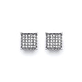 Stud Earrings with White CZ in 14K White Gold and Butterfly Backing