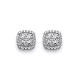 Stud Earrings with White CZ in 14K White Gold and Butterfly Backing