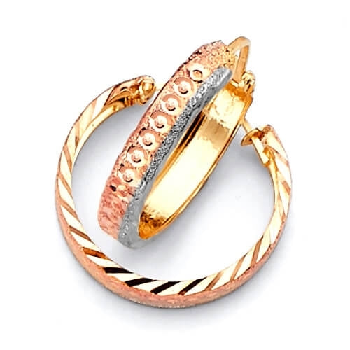 Hoop Earrings in 14K Tri-Color Gold