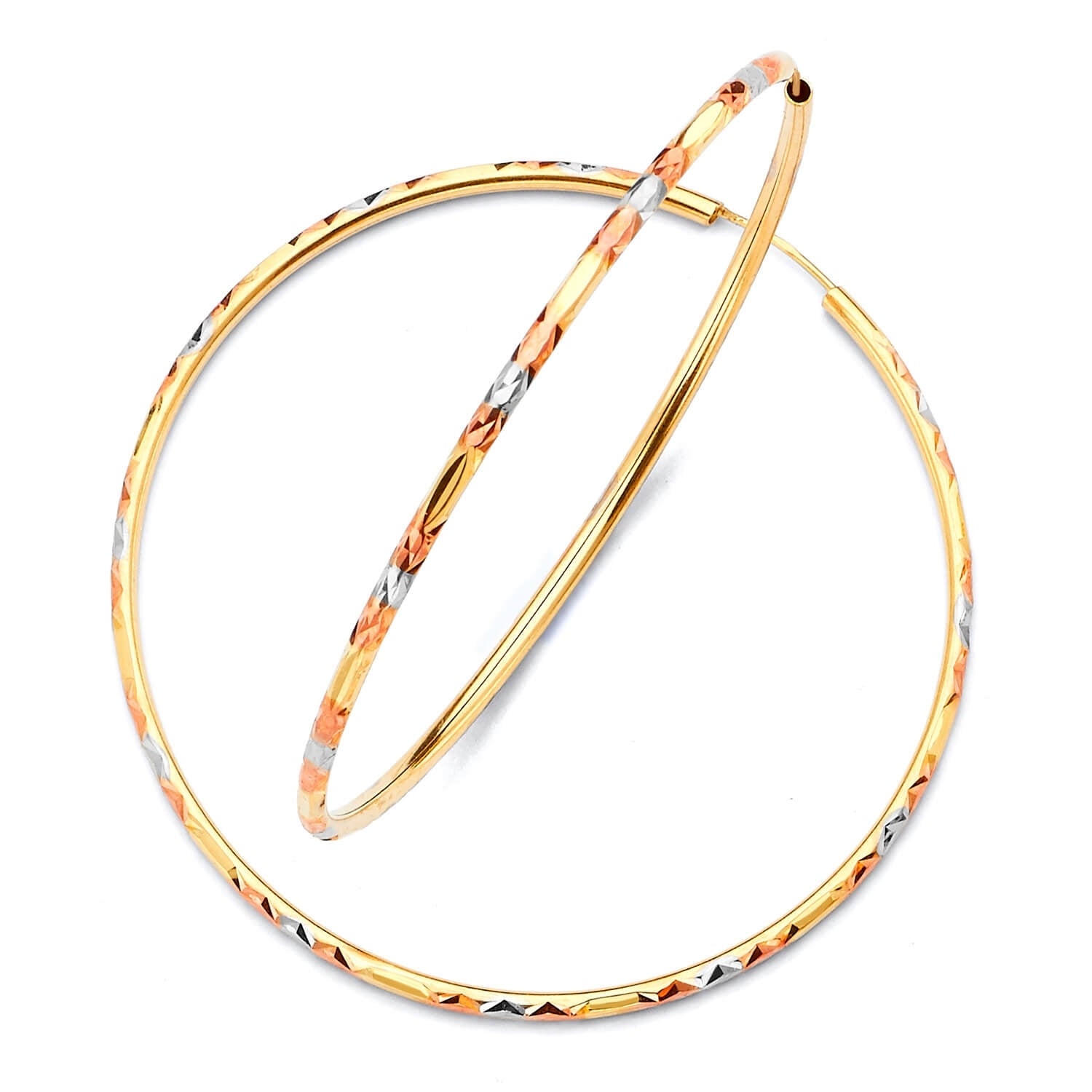 Hoop Earrings in 14K Tri-Color Gold