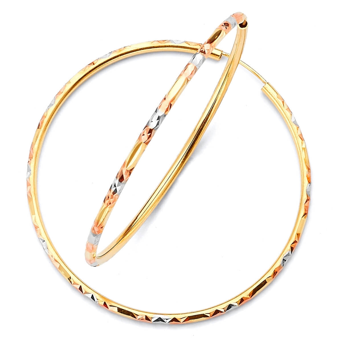Hoop Earrings in 14K Tri-Color Gold