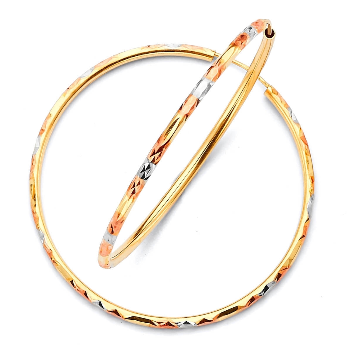 Hoop Earrings in 14K Tri-Color Gold
