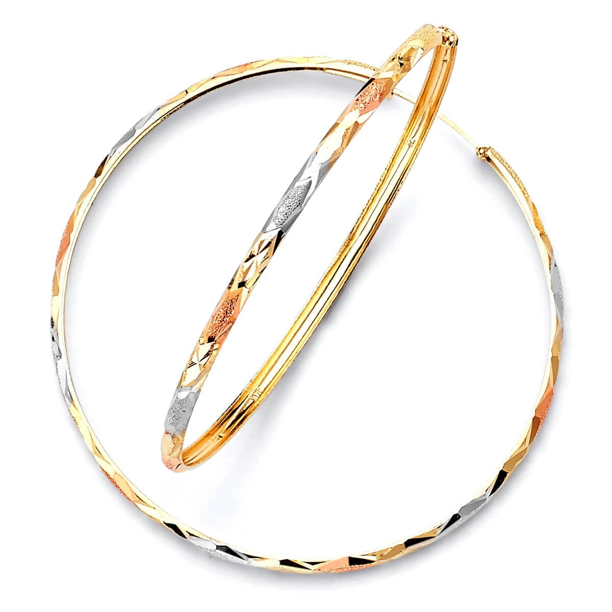 Hoop Earrings in 14K Tri-Color Gold