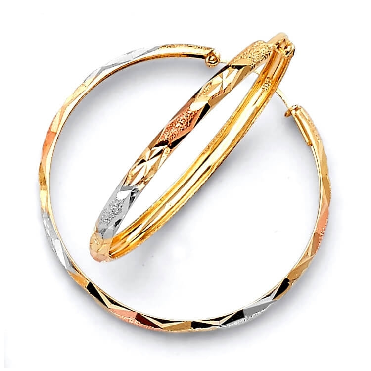Hoop Earrings in 14K Tri-Color Gold