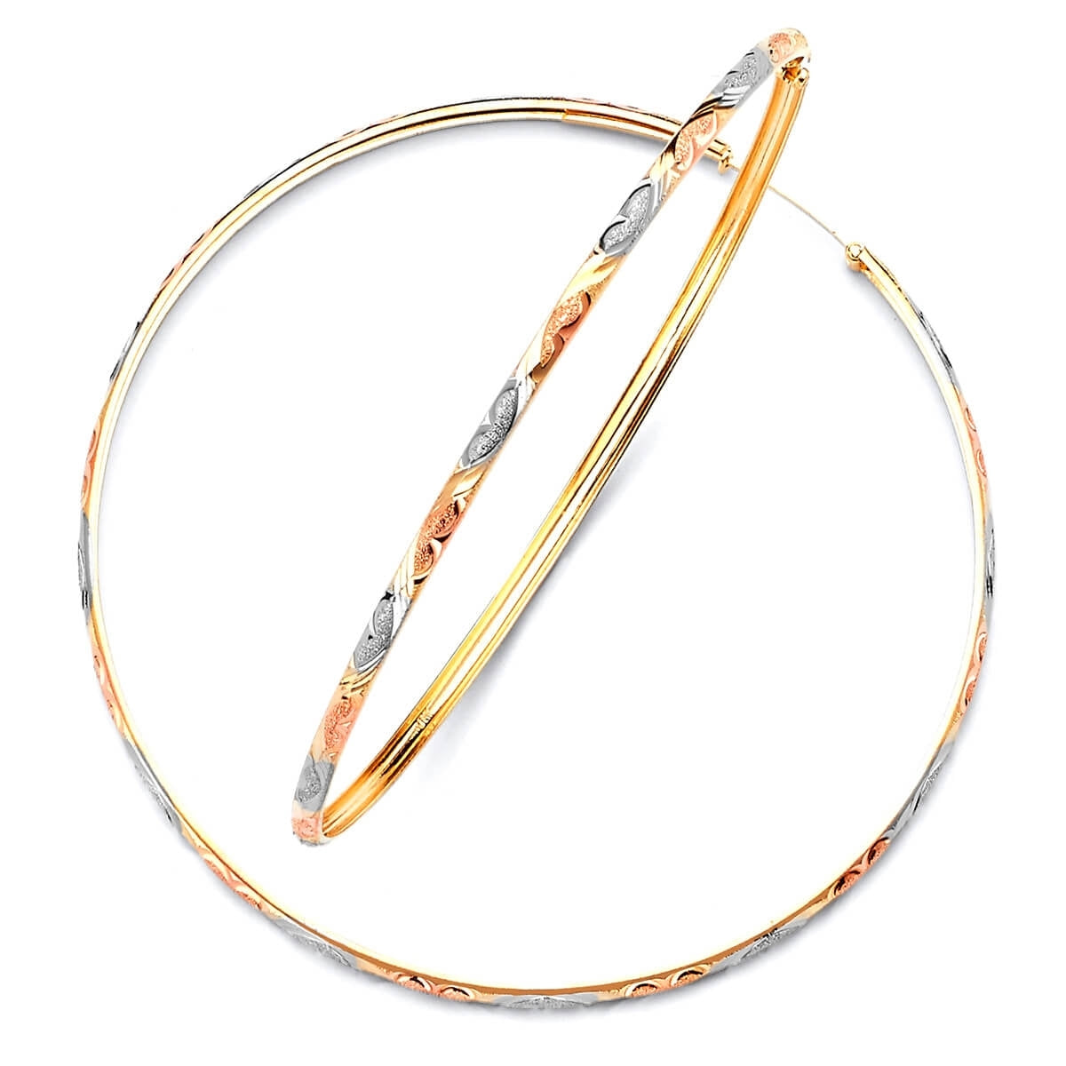 Hoop Earrings in 14K Tri-Color Gold
