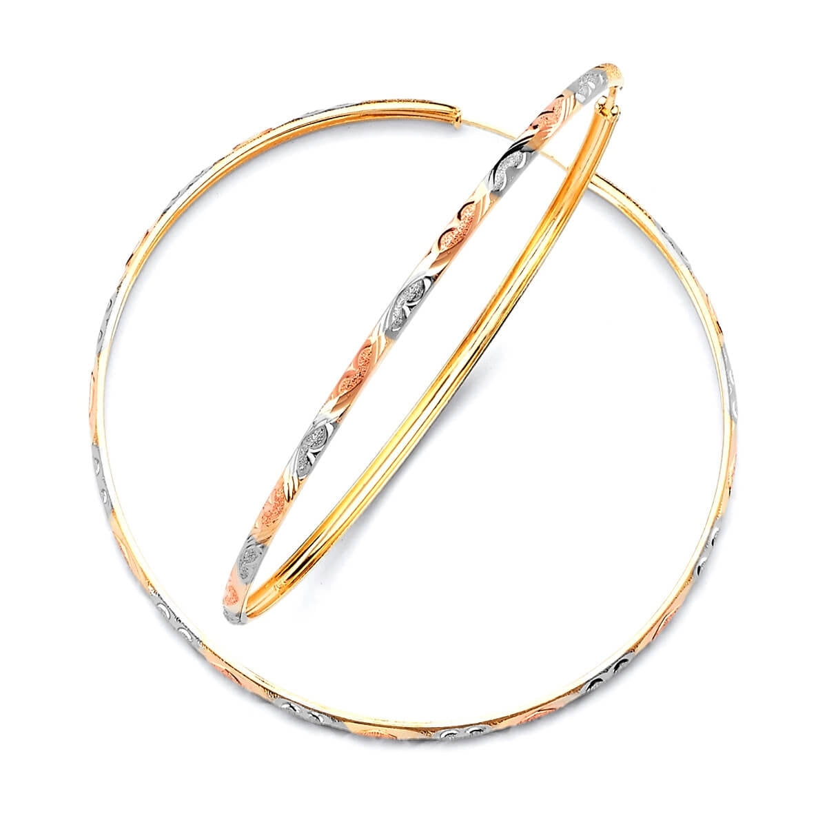 Hoop Earrings in 14K Tri-Color Gold