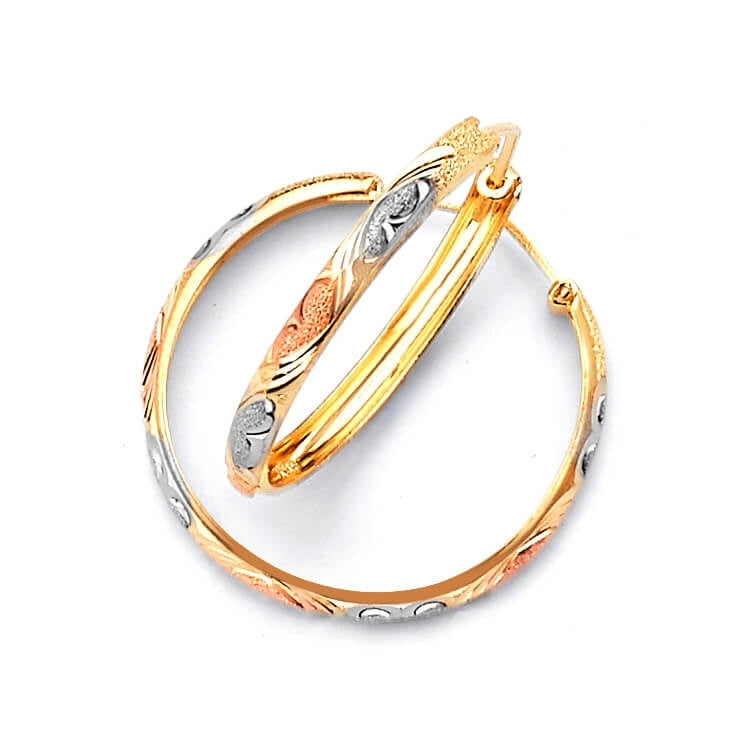 Hoop Earrings in 14K Tri-Color Gold