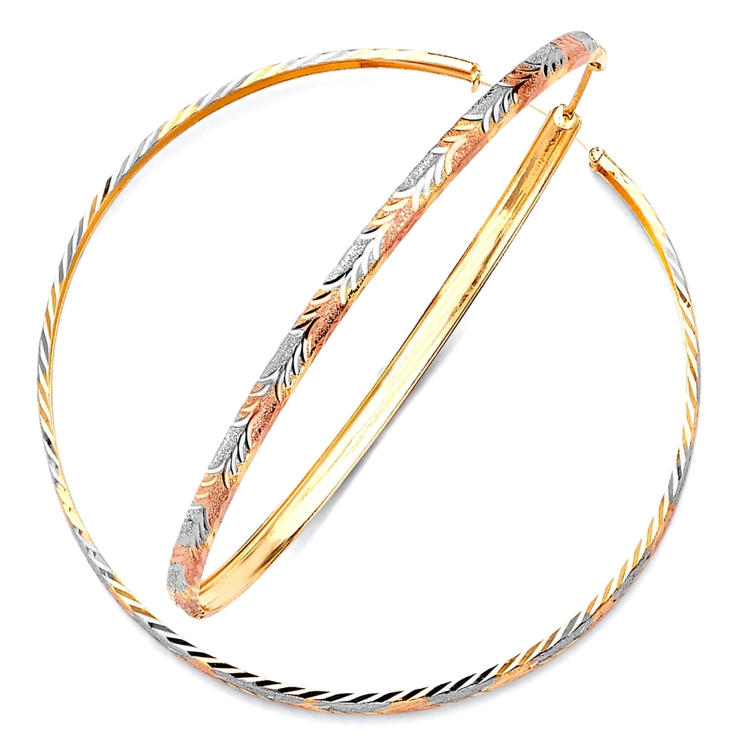 Hoop Earrings in 14K Tri-Color Gold