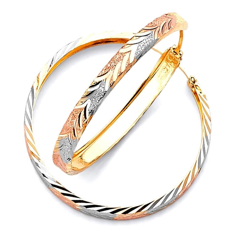 Hoop Earrings in 14K Tri-Color Gold