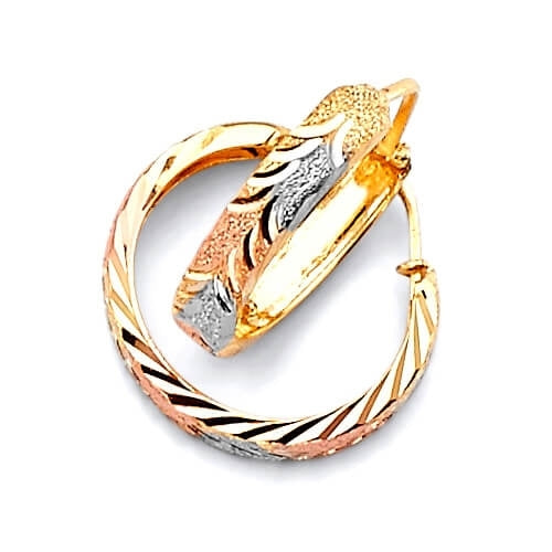 Hoop Earrings in 14K Tri-Color Gold