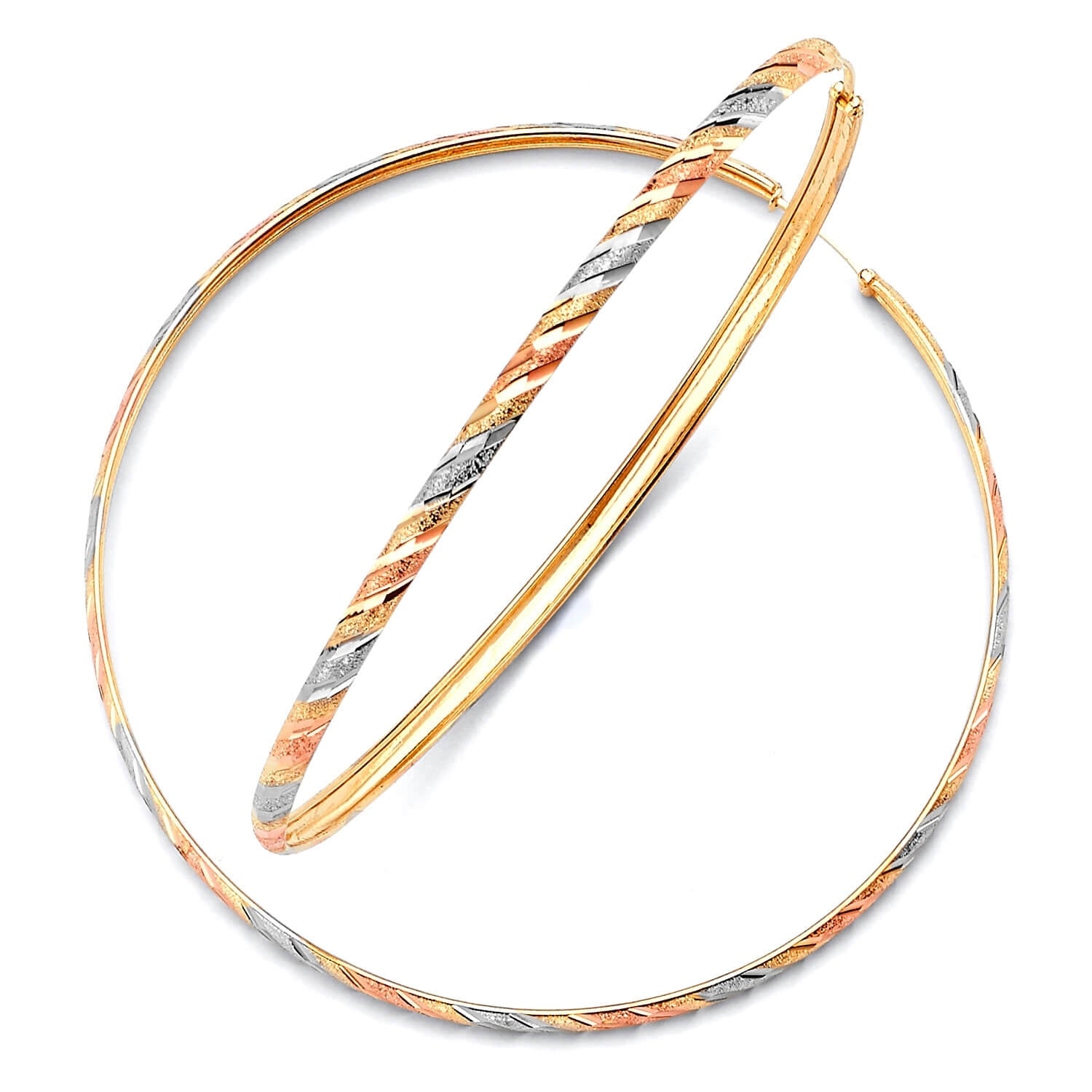 Hoop Earrings in 14K Tri-Color Gold