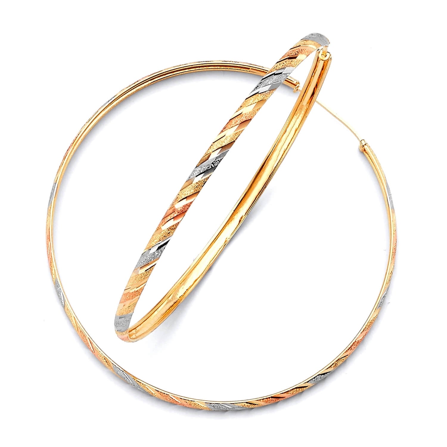 Hoop Earrings in 14K Tri-Color Gold