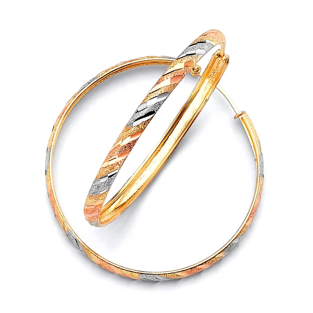 Hoop Earrings in 14K Tri-Color Gold