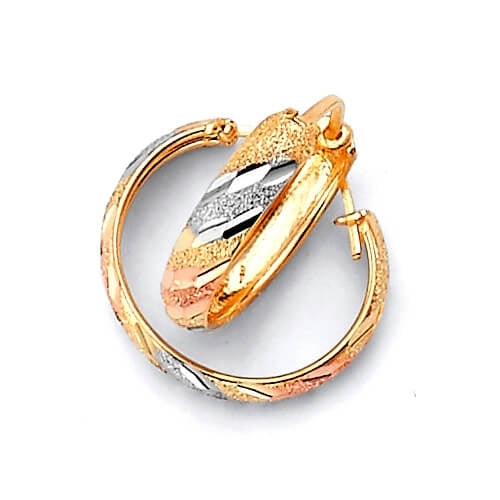 Hoop Earrings in 14K Tri-Color Gold