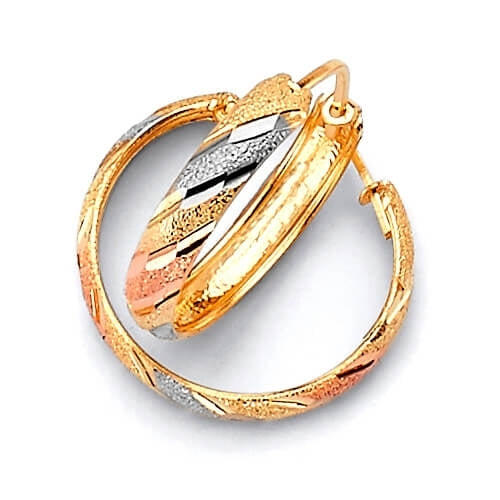 Hoop Earrings in 14K Tri-Color Gold