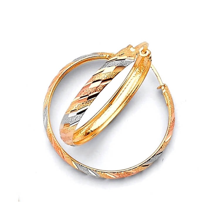 Hoop Earrings in 14K Tri-Color Gold