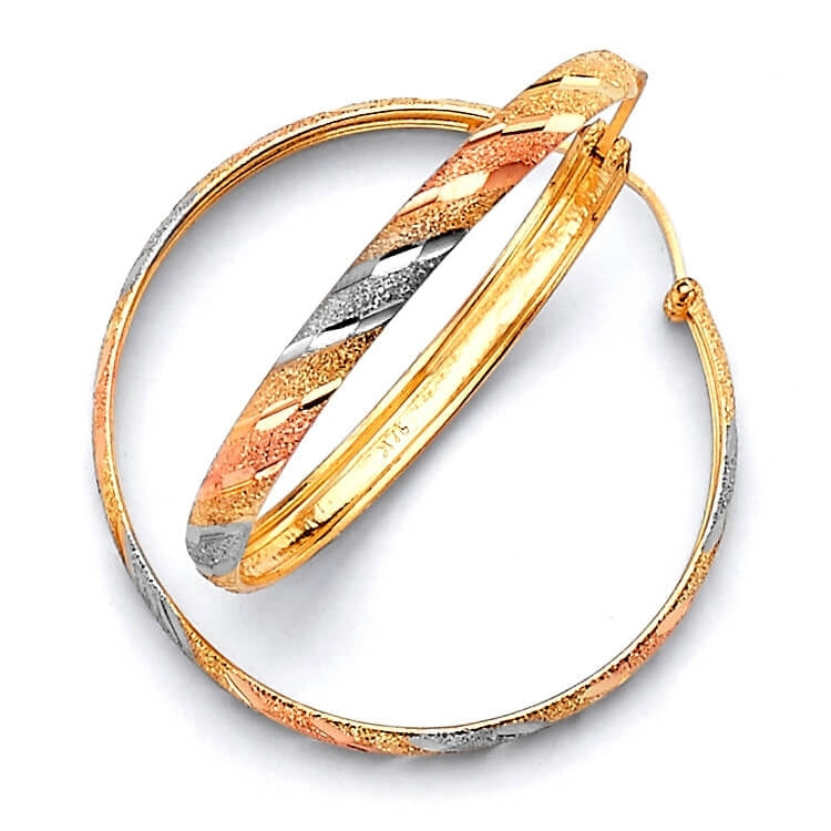 Hoop Earrings in 14K Tri-Color Gold