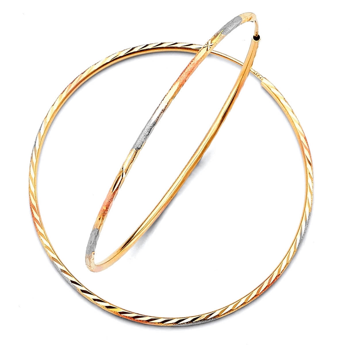 Hoop Earrings in 14K Tri-Color Gold