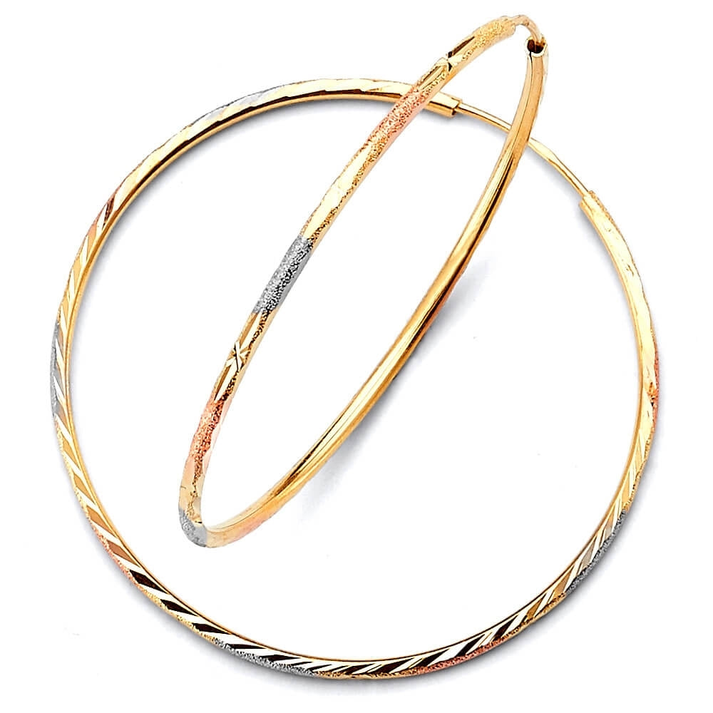 Hoop Earrings in 14K Tri-Color Gold