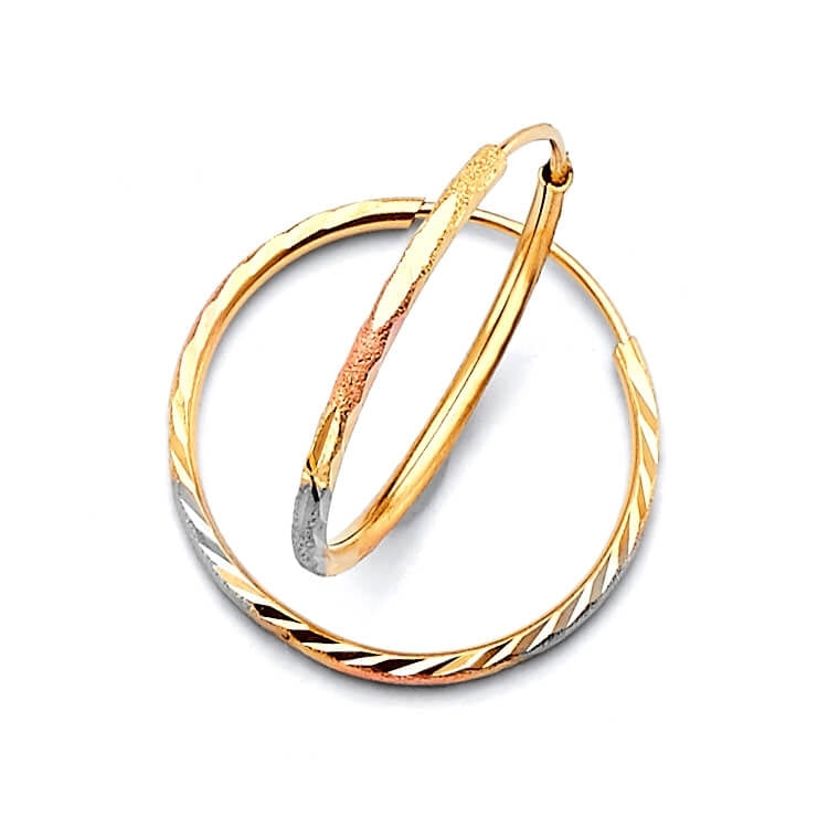 Hoop Earrings in 14K Tri-Color Gold