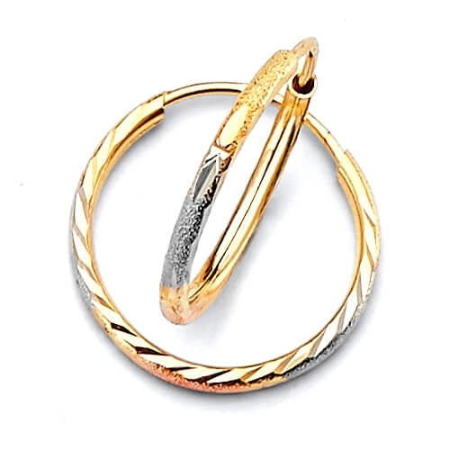Hoop Earrings in 14K Tri-Color Gold
