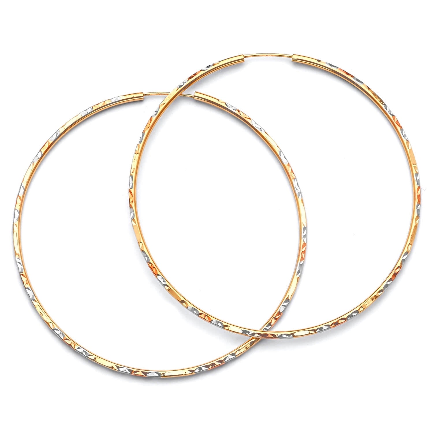 Hoop Earrings in 14K Tri-Color Gold
