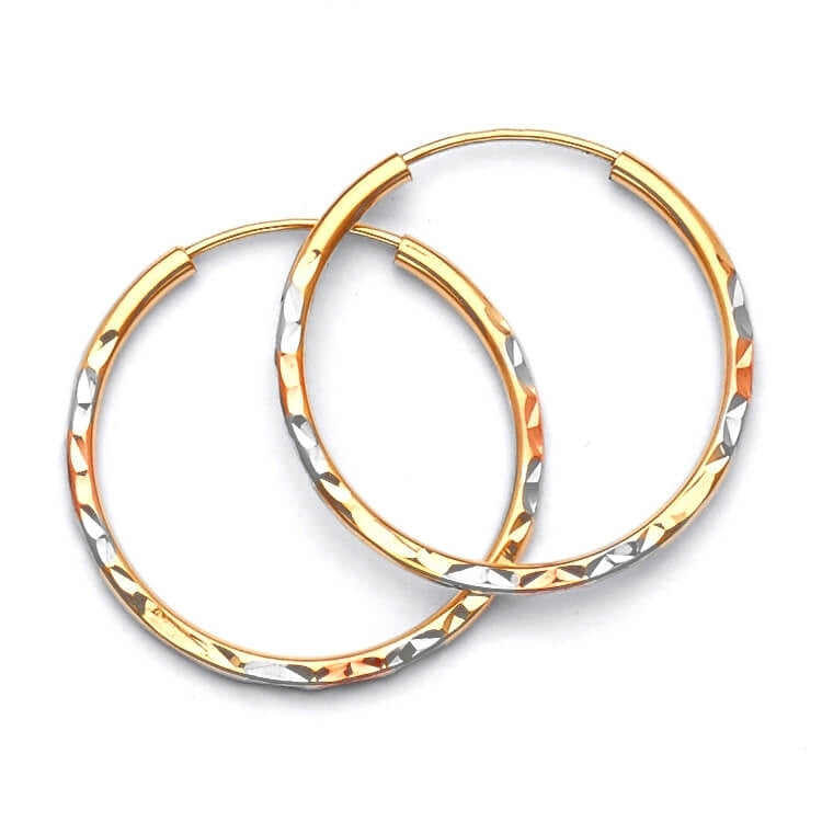 Hoop Earrings in 14K Tri-Color Gold