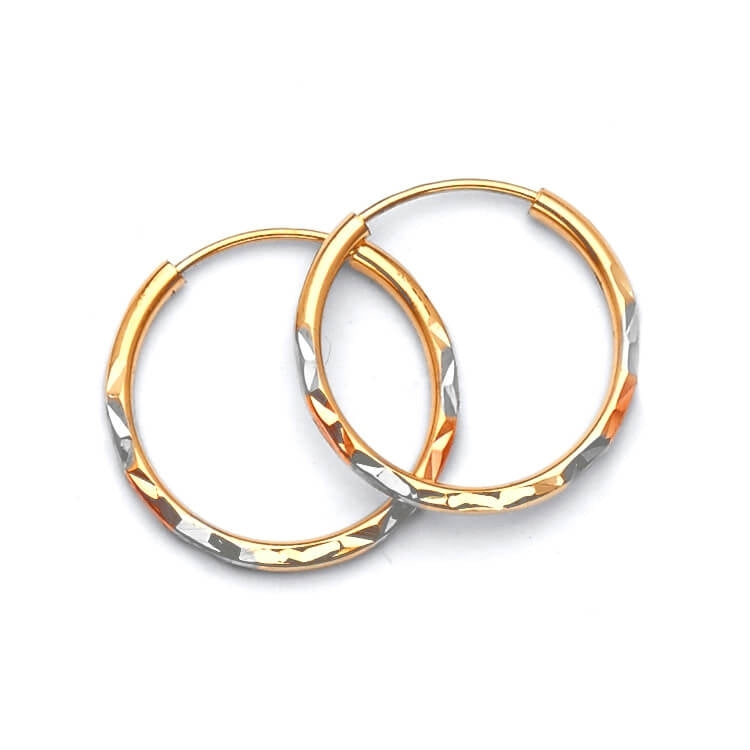 Hoop Earrings in 14K Tri-Color Gold