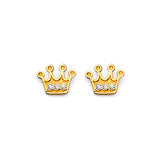 Tiara Stud Earrings with White CZ in 14K Gold and Butterfly Backing