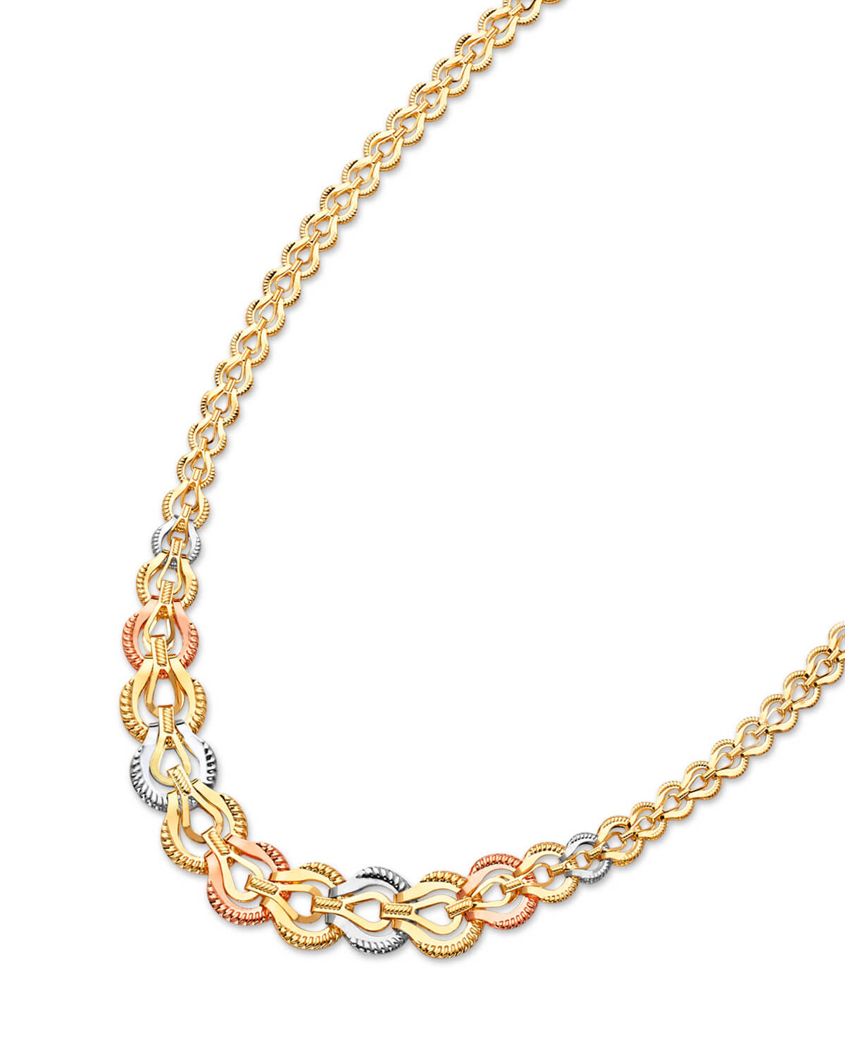 Fancy Necklace in 14K Tri-Color Gold