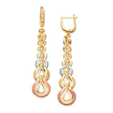 Dangling Earrings in 14K Tri-Color Gold