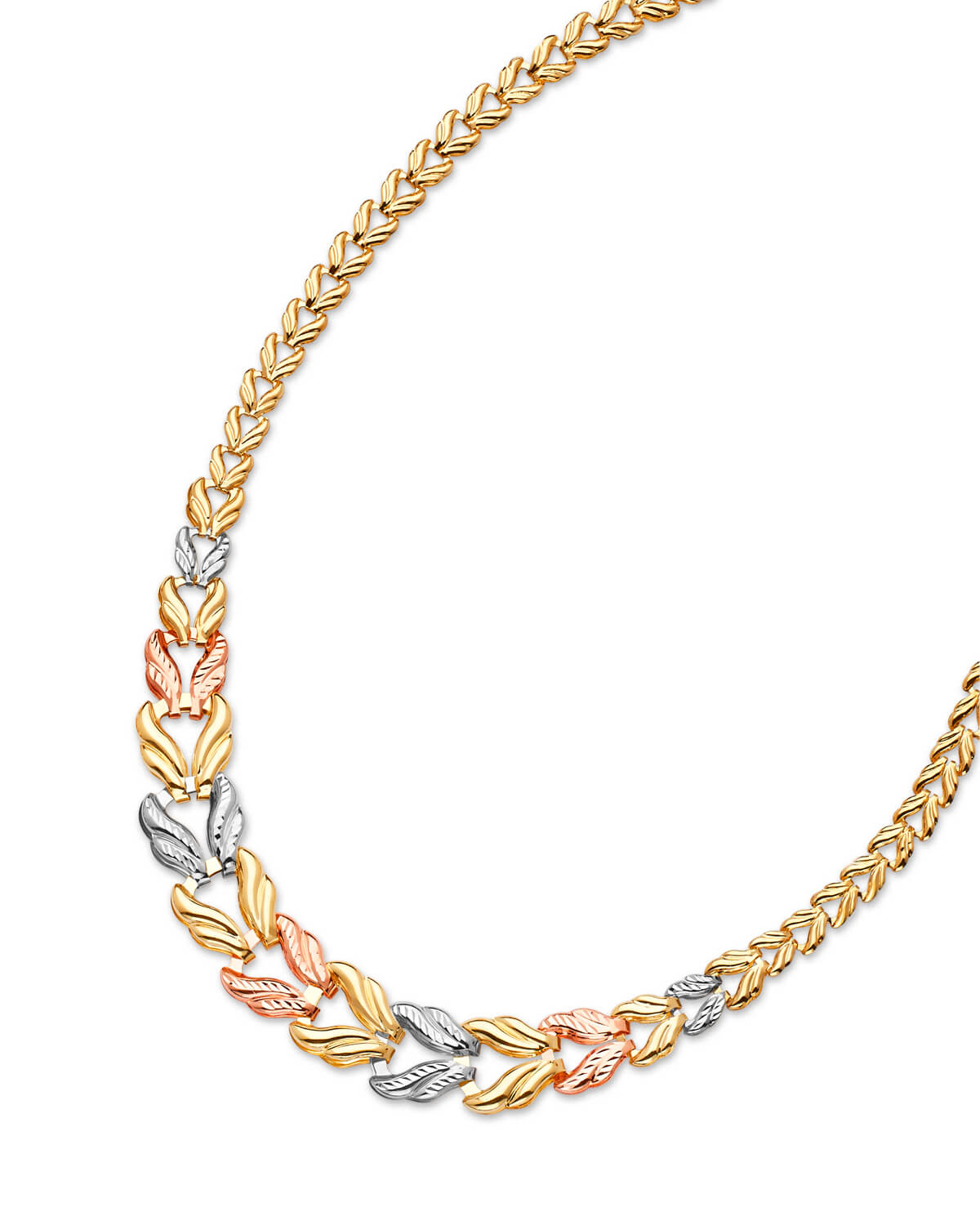 Fancy Necklace in 14K Tri-Color Gold