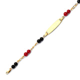 Beaded Kids Charm ID Bracelet In 14K Gold