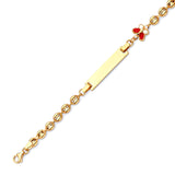 Beaded Red Enamel Kids Butterfly Charm ID Bracelet In 14K Gold