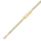 Cuban Kids ID Bracelet In 14K Two-Tone Gold