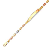 Fancy Kids Guadalupe Border ID Bracelet In 14K Tri-Color Gold