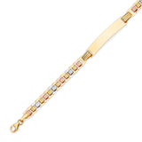Fancy Kids ID Bracelet In 14K Tri-Color Gold