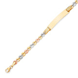 Fancy Kids ID Bracelet In 14K Tri-Color Gold