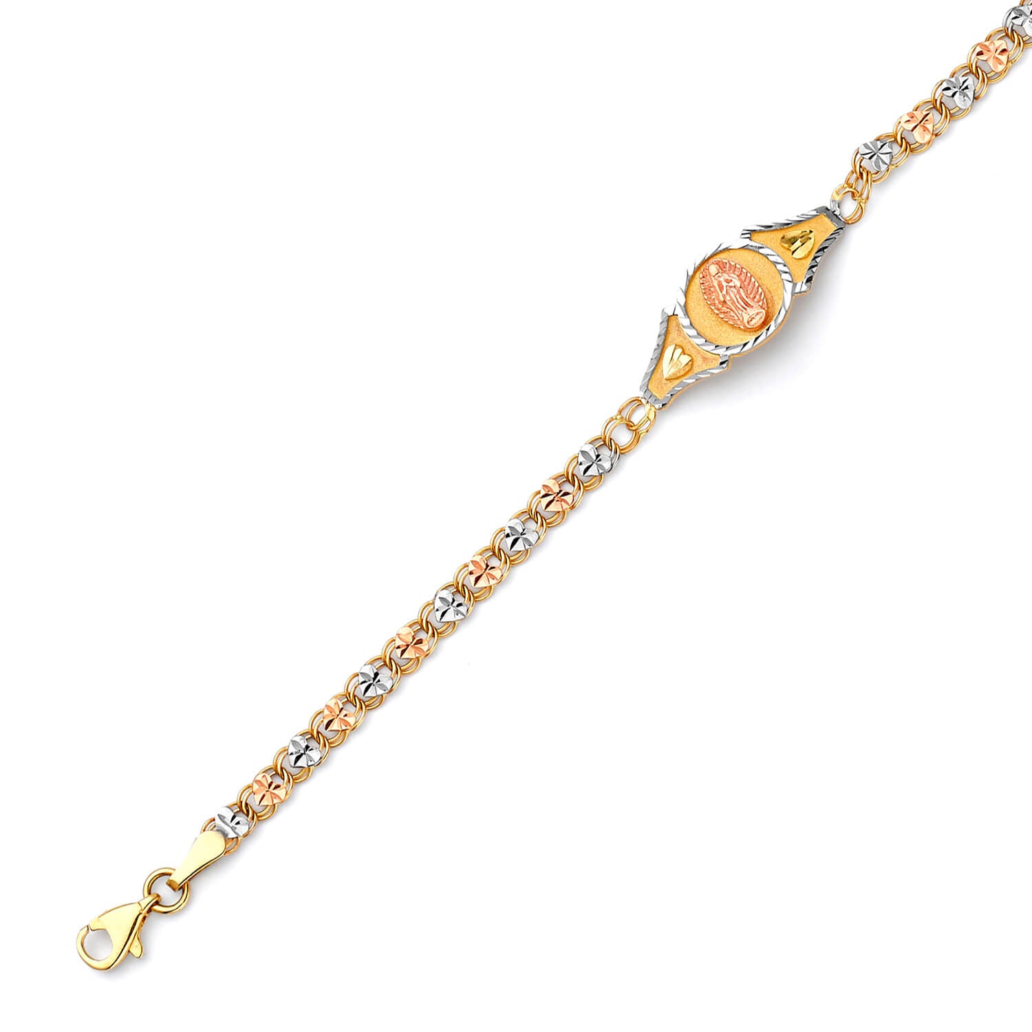 Mexican Kids Bracelet In 14K Tri-Color Gold