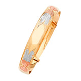 Adjustable Heart Girls Bangle in 14K Tri-Color Gold