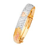 Adjustable Heart Girls Bangle in 14K Tri-Color Gold