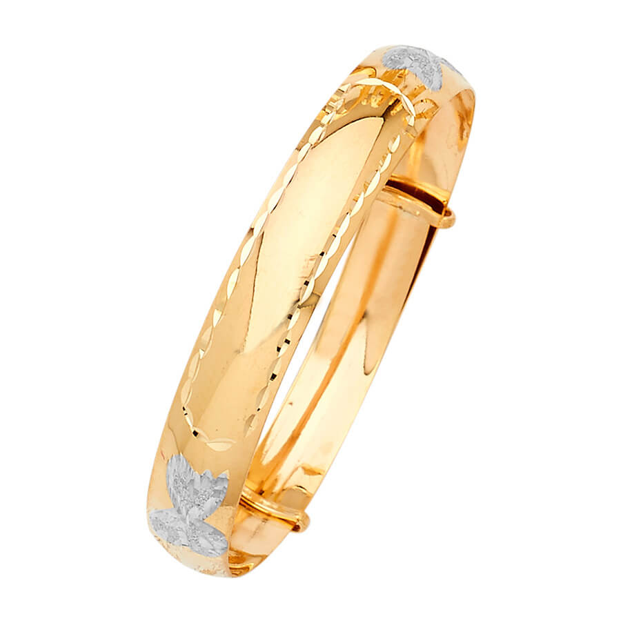 Adjustable Girls Bangle in 14K Tri-Color Gold
