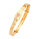 Adjustable Heart Girls Bangle in 14K Two-Tone Gold