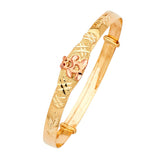 Adjustable Bear Girls Bangle in 14K Two-Tone Gold