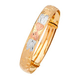 Adjustable Heart Girls Bangle in 14K Tri-Color Gold