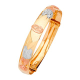 Adjustable Guadalupe Girls Bangle in 14K Tri-Color Gold
