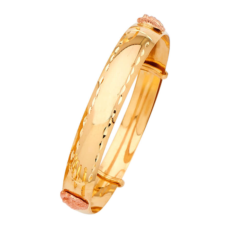 Adjustable Girls Bangle in 14K Two-Tone Gold