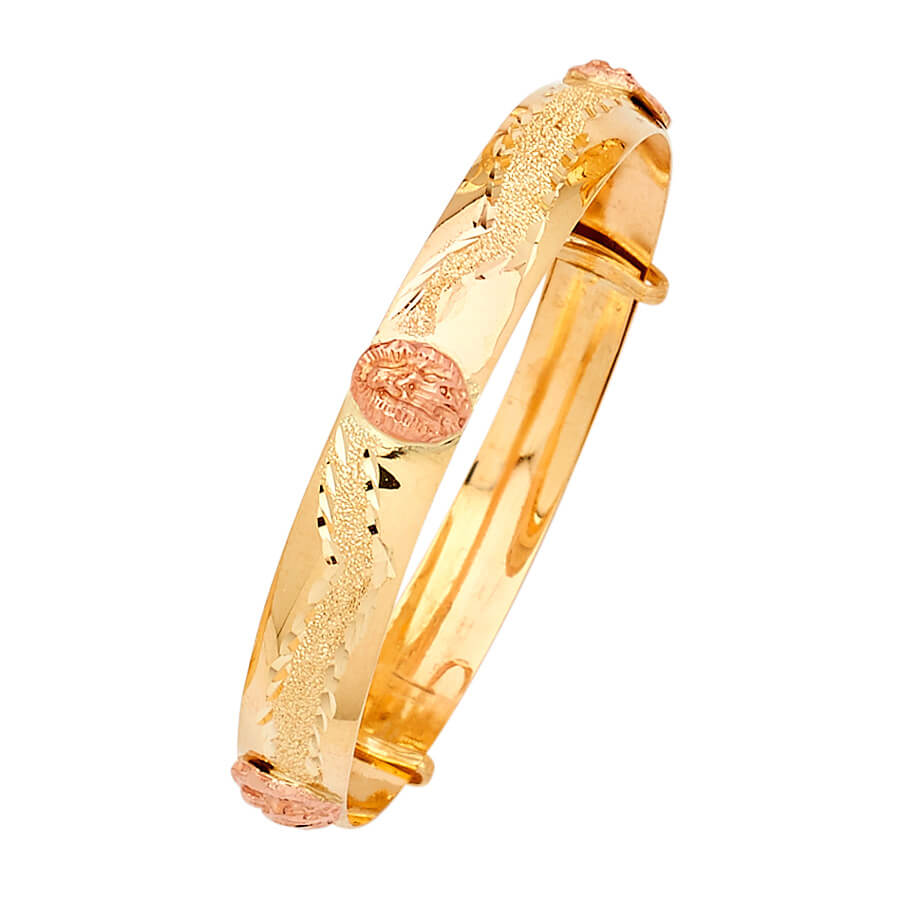 Adjustable Guadalupe Girls Bangle in 14K Two-Tone Gold