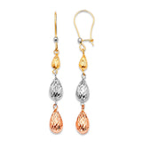 Drop Earrings in 14K Tri-Color Gold